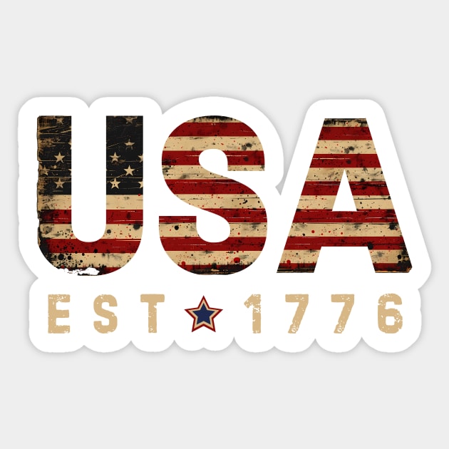 Vintage USA Flag EST 1776 – Patriotic Sticker by Inkarti